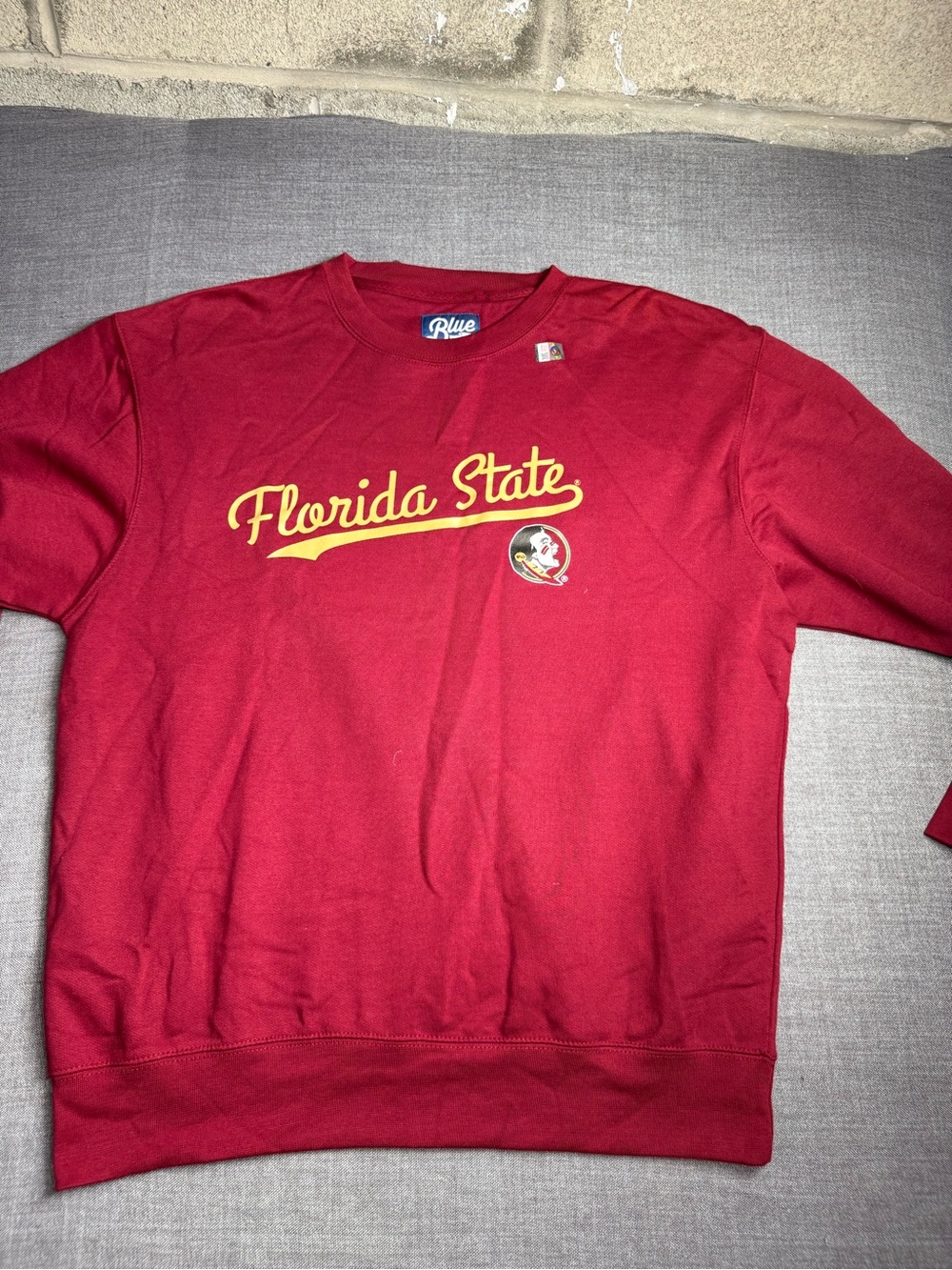 Blue 84 Florida State Crewneck Sweatshirt - Garnet with Gold Script
